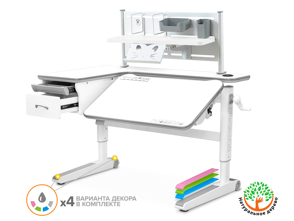 Mealux Детский стол Mealux Woodville Multicolor Energy + BD P-18 W (арт.BD-850 WG/MC Energy+BD P-18 W) фото