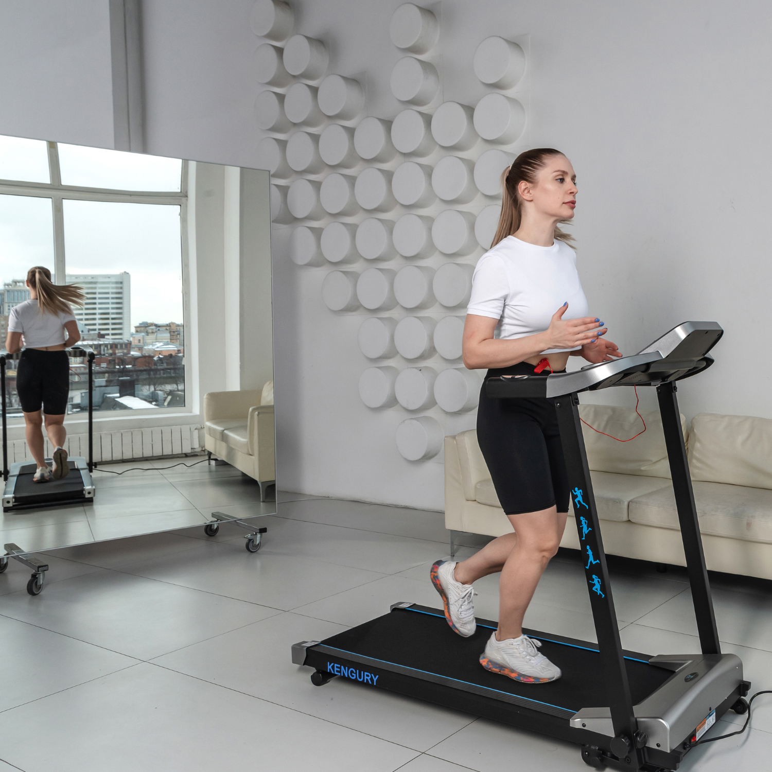 Беговая дорожка DFC KENGURY T122S серебро/голуб фото фото 11 Беговая дорожка DFC KENGURY T122S серебро/голуб фото фото 11