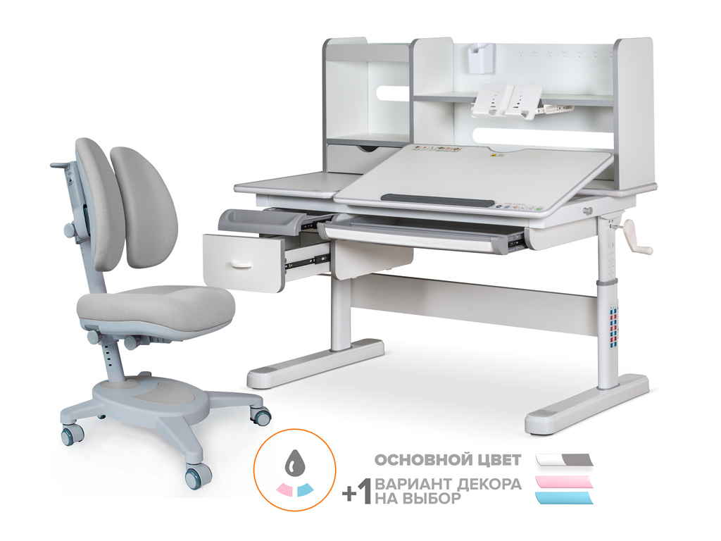 Mealux EVO Комплект Mealux Evo парта Florida MC G + кресло Onyx Duo G (арт.EVO-52 W + G MC + Y 115 G) фото