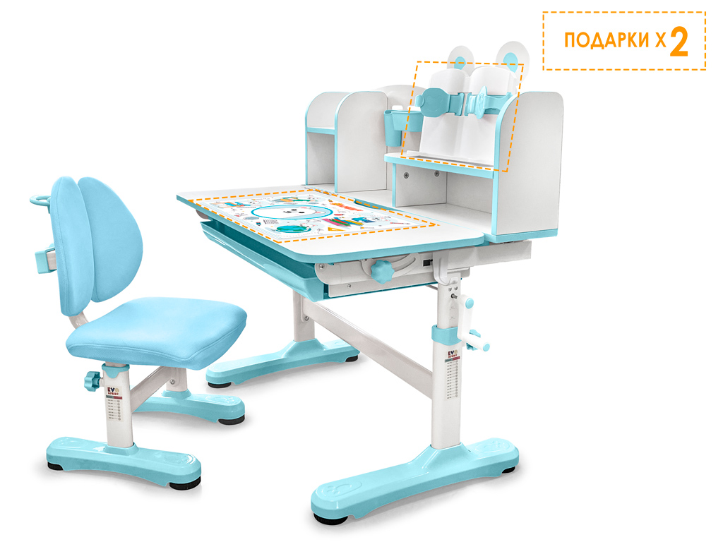 Mealux EVO Комплект мебели (столик + стульчик) Mealux EVO Panda XL blue (арт. BD-29 BL) фото