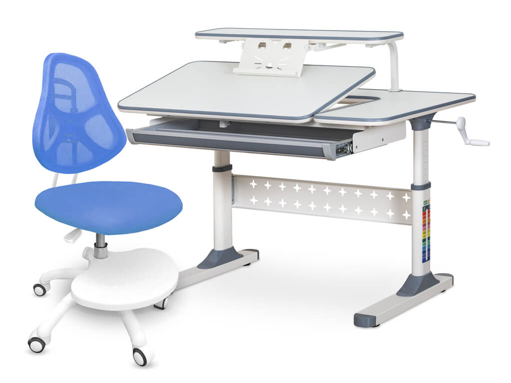 ErgoKids Комплект парта Ergokids TH-320 Grey + кресло ErgoKids Y-400 BL (арт.TH-320 W/G + Y-400 BL) фото