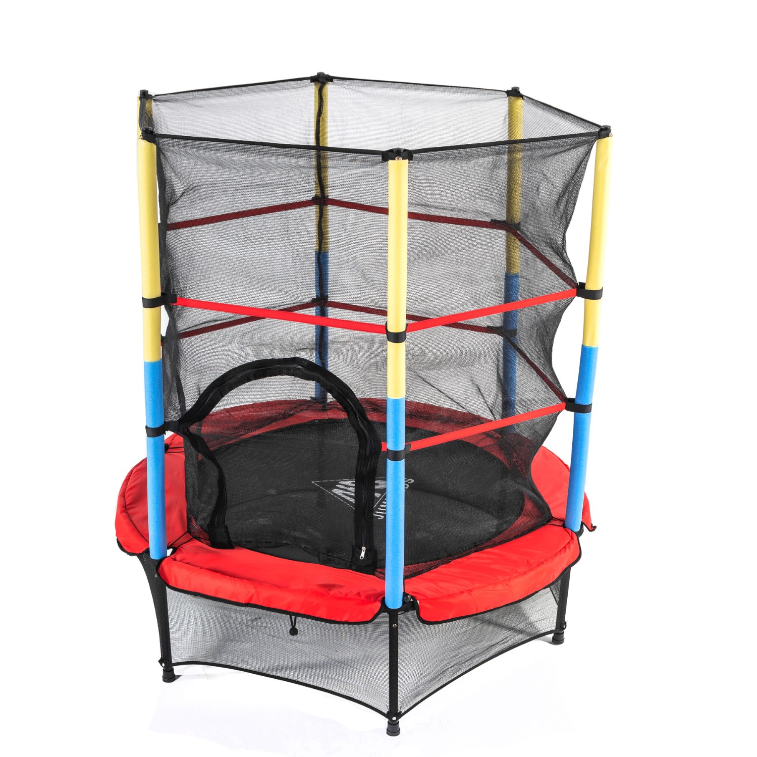 Батут DFC JUMP KIDS 55" красн/желт/син, сетка (137см) фото