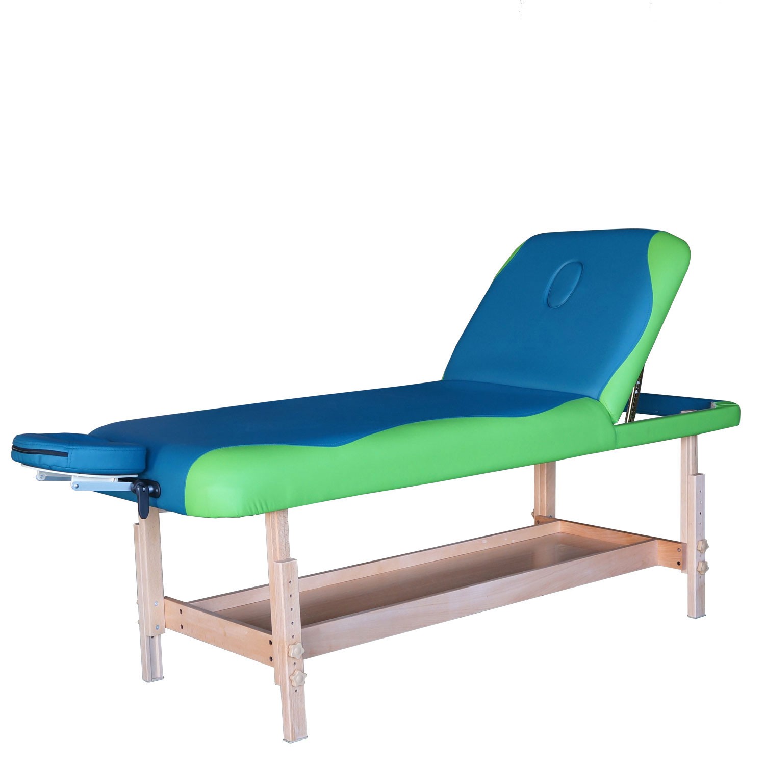 Массажный стационарный стол DFC NIRVANA, SUPERIOR2, дерев. ножки, 2 секции, цвет бирюз.с зелен. фото фото 2 Массажный стационарный стол DFC NIRVANA, SUPERIOR2, дерев. ножки, 2 секции, цвет бирюз.с зелен. фото фото 2