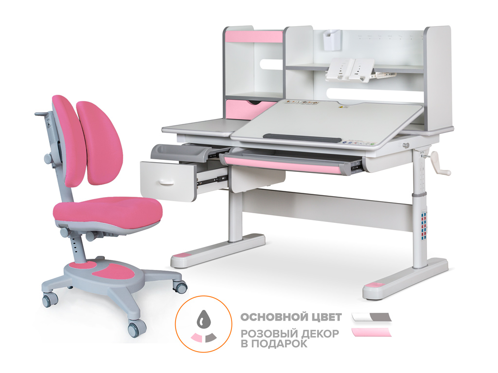 Mealux EVO Комплект Mealux Evo парта Florida MC PN + кресло Onyx Duo KP (арт.EVO-52 W + PN MC + Y 115 KP) фото