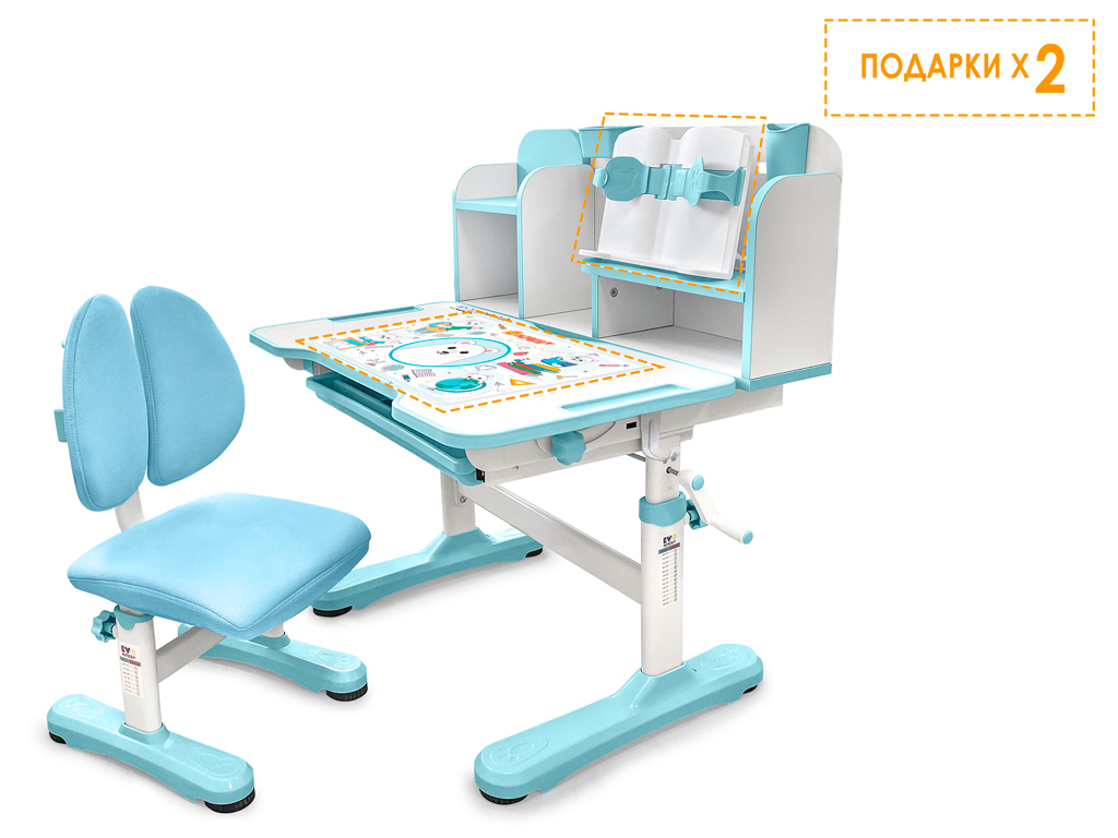 Mealux EVO Комплект мебели (столик + стульчик) Mealux EVO Panda blue (арт. BD-28 BL) фото