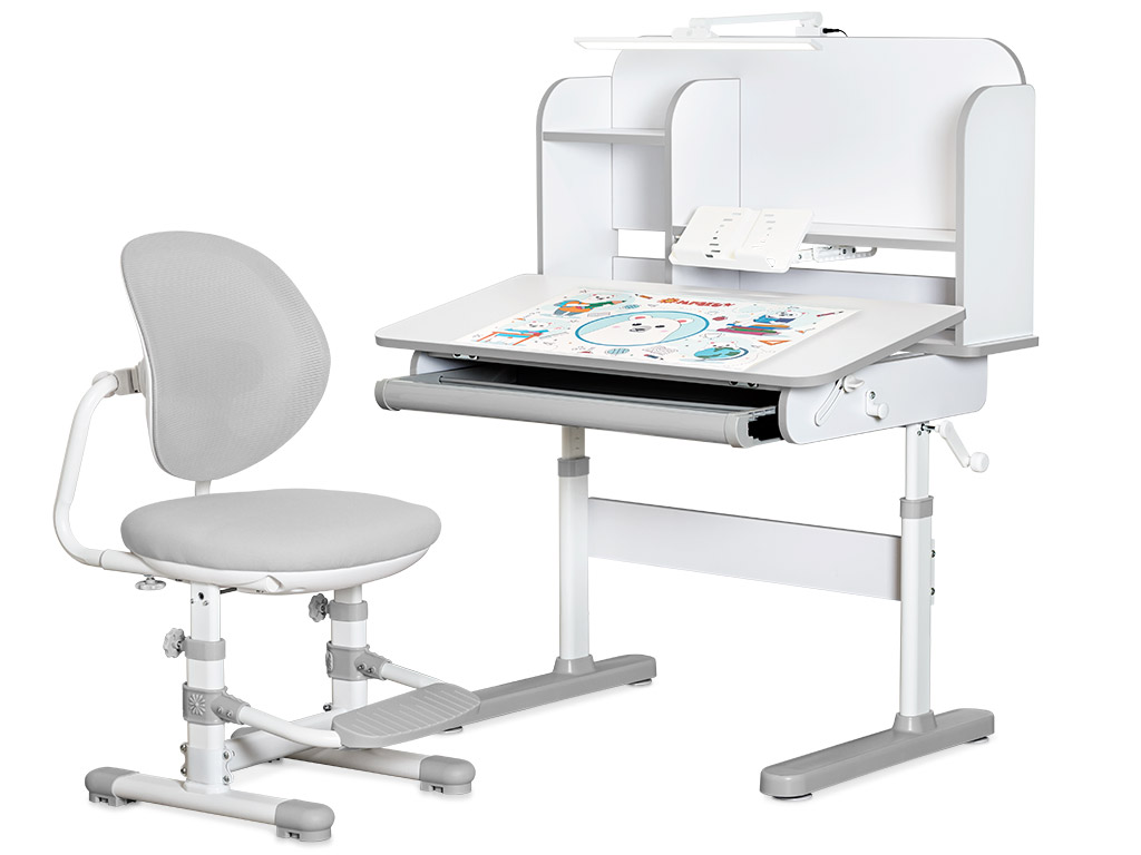 ErgoKids Комплект мебели (стол + стульчик + полка) Ergokids Umba XL Grey (арт. BD-39 G) фото