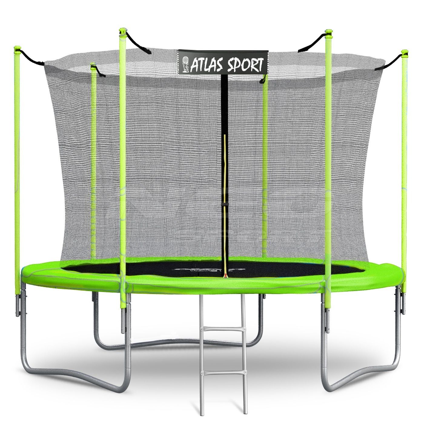 Батут Atlas Sport 252 см (8ft) с внутренней сеткой и лестницей GREEN фото