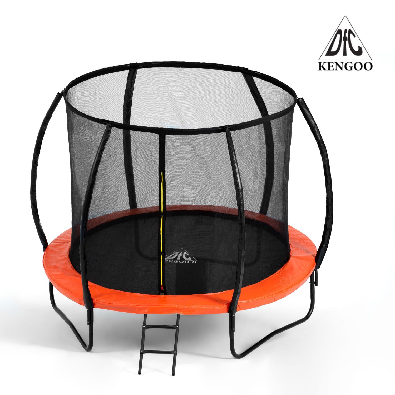 Батут DFC KENGOO II 10ft внутр.сетка, лестница, оранж/черн (305см) фото