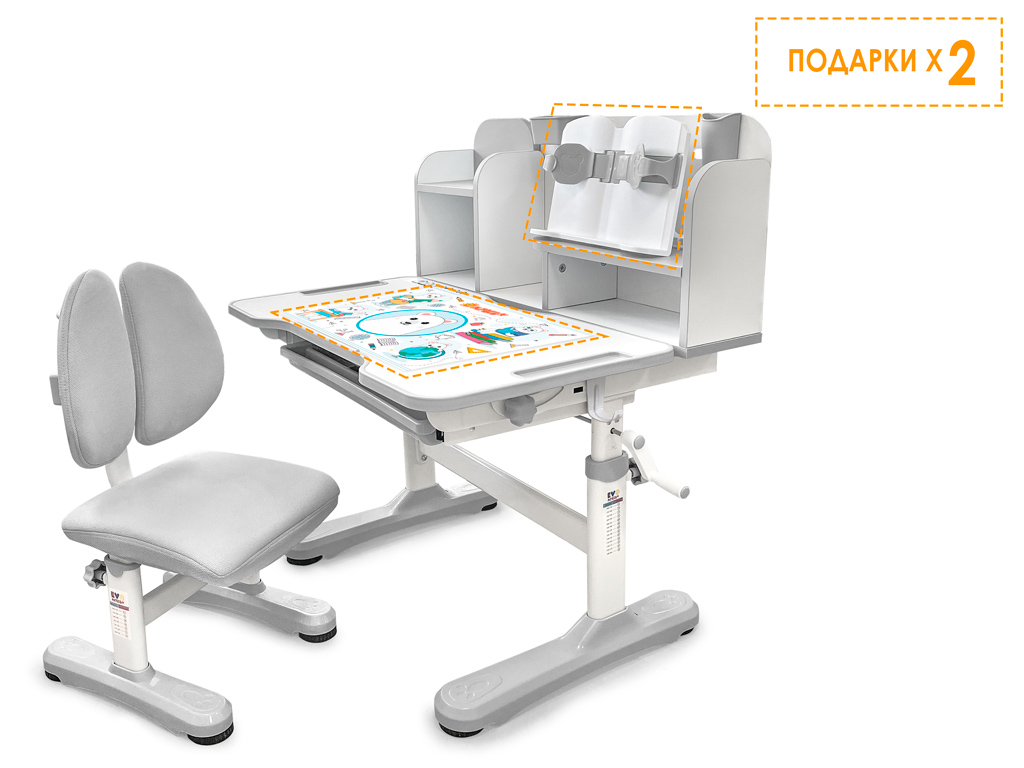 Mealux EVO Комплект мебели (столик + стульчик) Mealux EVO Panda grey (арт. BD-28 G) фото