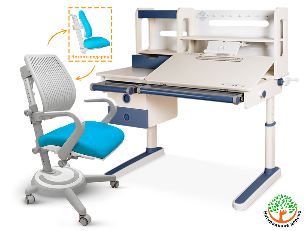 Mealux Комплект Mealux парта Oxford Max BL + кресло Ergoback KBL (арт.BD-930 Max BL + Y-1020 KBL) фото