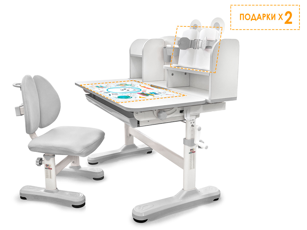 Mealux EVO Комплект мебели (столик + стульчик) Mealux EVO Panda XL grey (арт. BD-29 G) фото