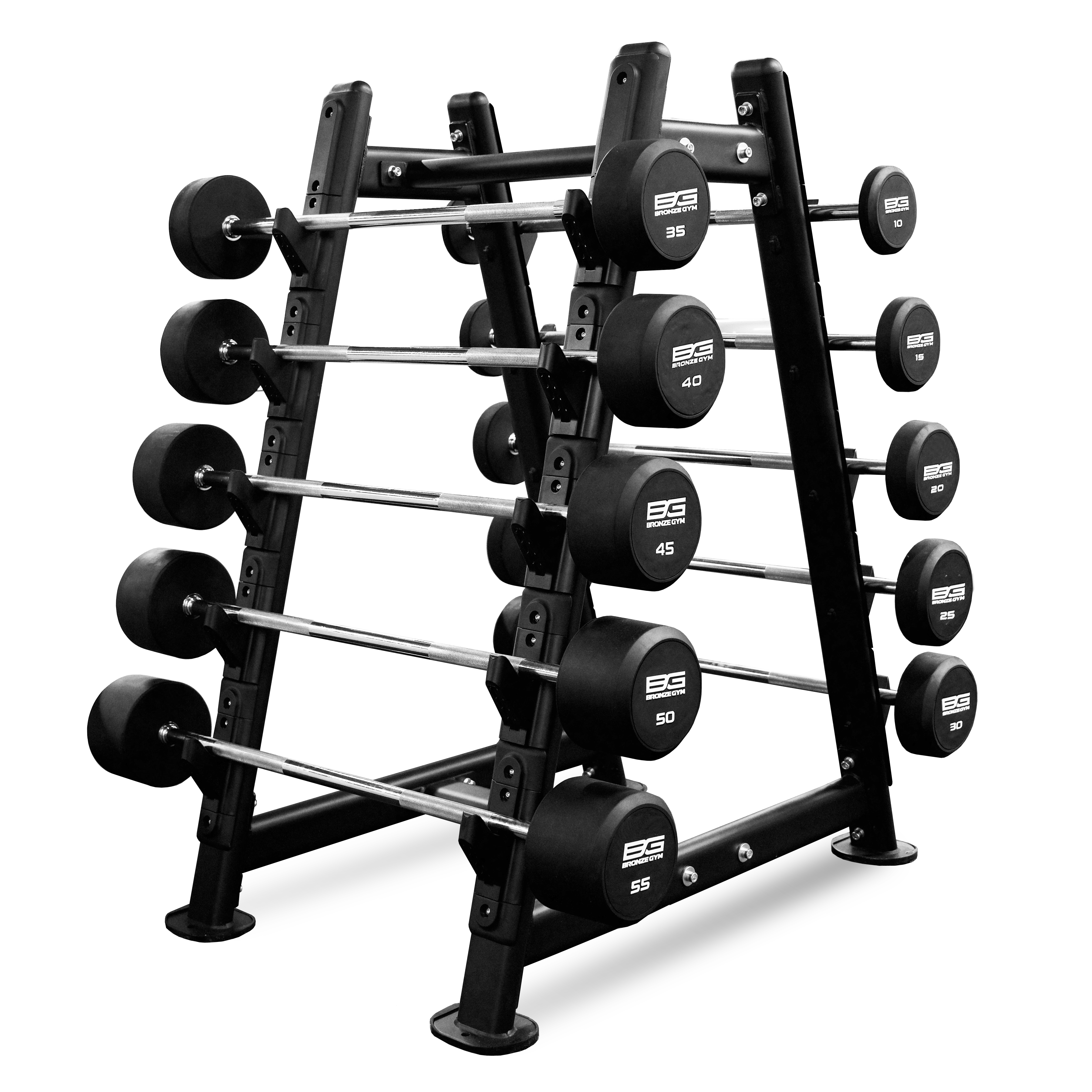 Набор обрезиненных штанг BRONZE GYM, 10-55 кг - 10 шт, шаг 5 кг фото