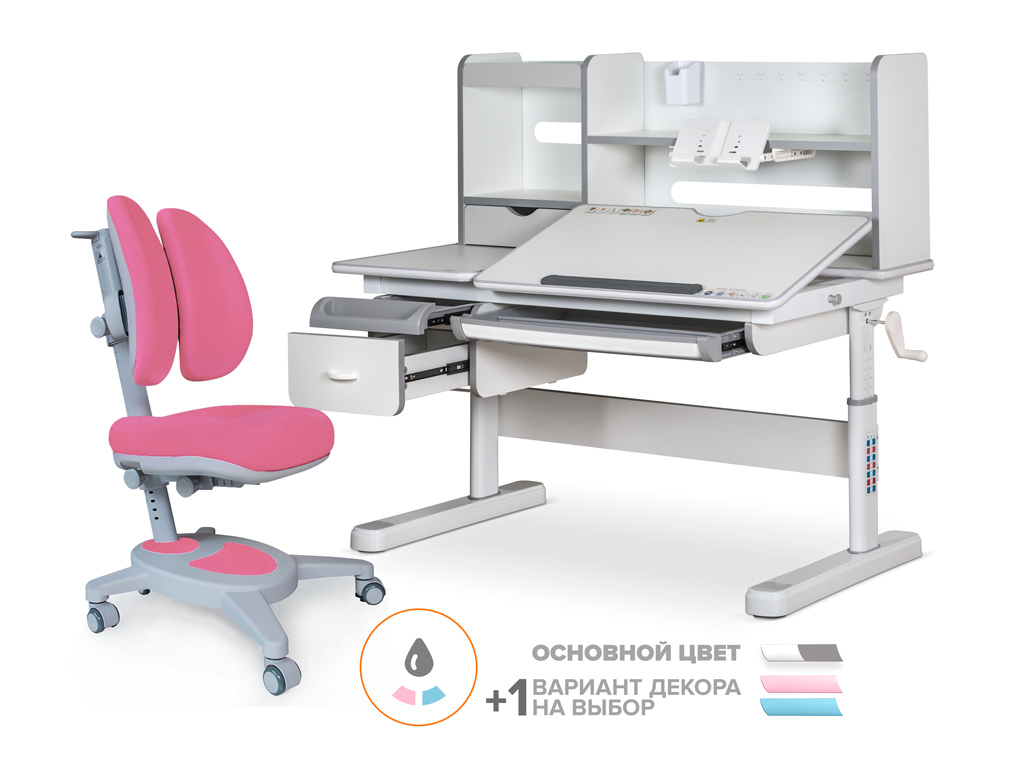 Mealux EVO Комплект Mealux Evo парта Florida MC G + кресло Onyx Duo KP (арт.EVO-52 W + G MC + Y 115 KP) фото