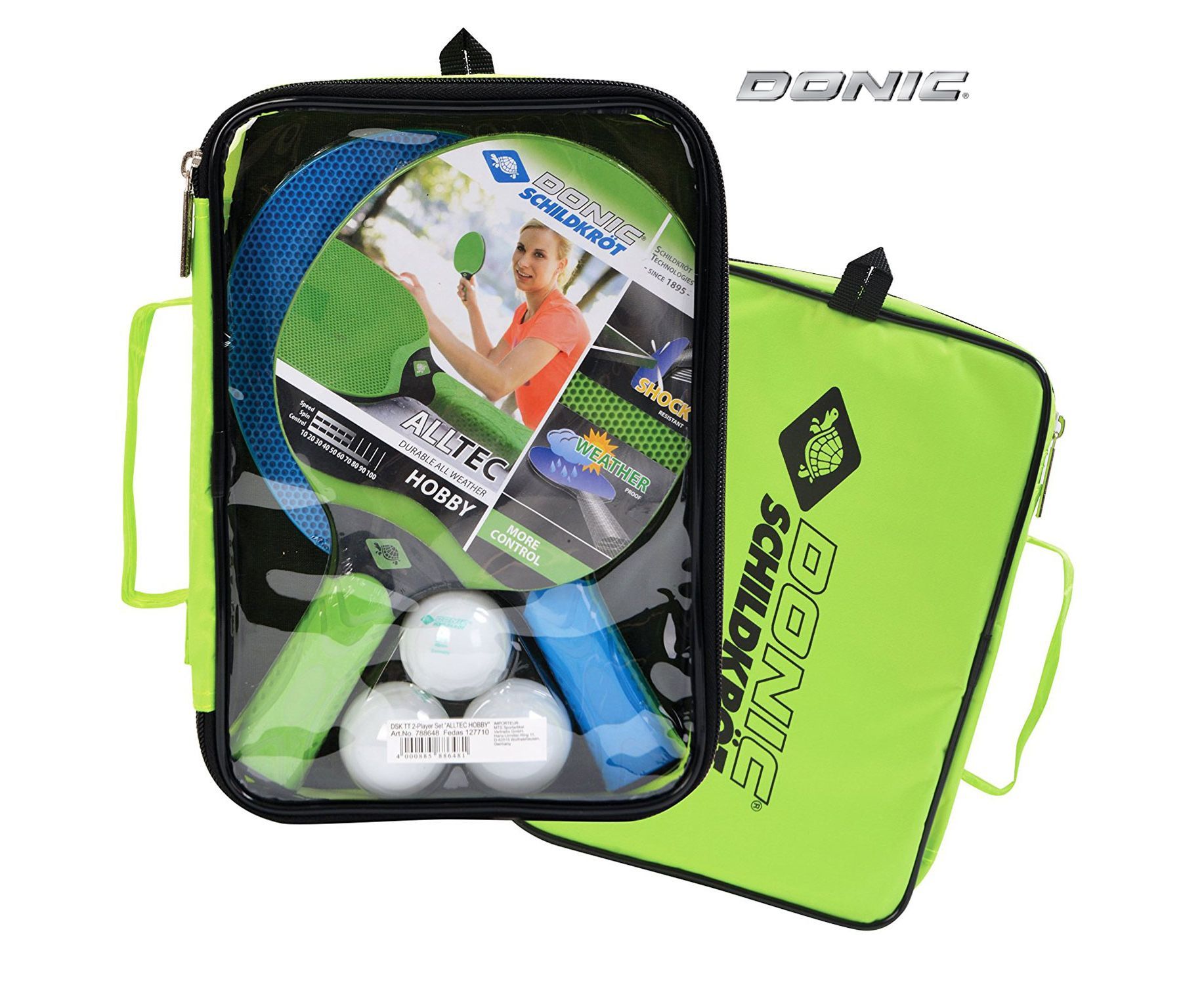 Набор DONIC ALLTEC HOBBY OUTDOOR (2 ракетки, 3 мячика, чехол) фото