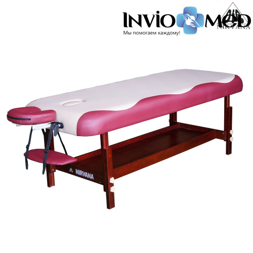 Массажный стационарный стол DFC NIRVANA, SUPERIOR, дерев. коричн. ножки, 1 секция, цвет беж.с вин. фото фото 2
