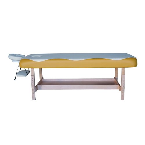 Массажный стационарный стол DFC NIRVANA, SUPERIOR, дерев. ножки, 1 секция, цвет беж.с желт. фото фото 3