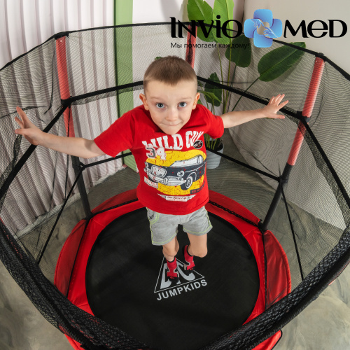 Батут DFC JUMP KIDS 55" красн/сер, сетка (137см) фото фото 13