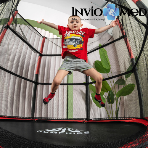 Батут DFC JUMP KIDS 55" красн/сер, сетка (137см) фото фото 12
