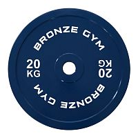 Диск олимпийский BRONZE GYM тяжелоатлетический синий 20 кг фото