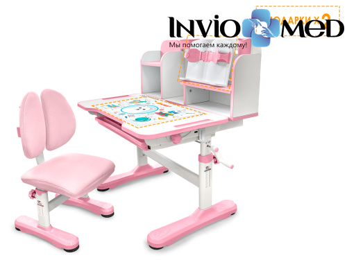 ErgoKids Комплект мебели (столик + стульчик) ErgoKids Panda pink (арт. BD-28 PN) фото