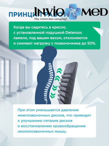 СЕРАЯ ОРТОПЕДИЧЕСКАЯ ПОДУШКА ПОД СПИНУ «ДЕТЕНЗОР» 7% фото фото 3