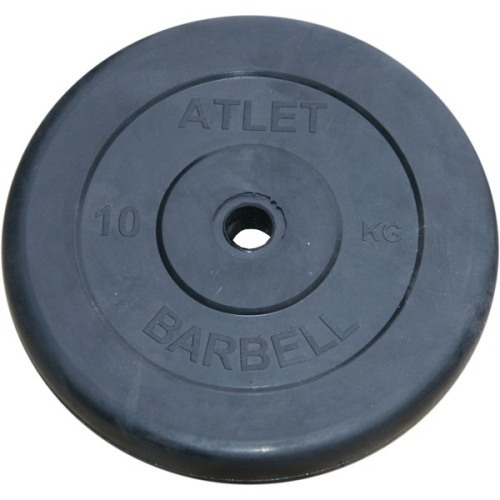 Диск обрезиненный, чёрного цвета, 26 мм, 10 кг  Atlet фото фото 2