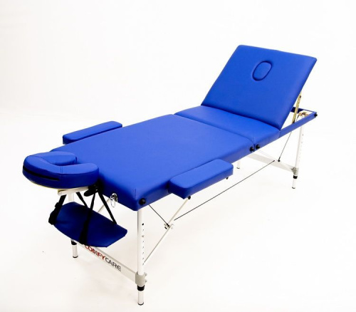 Массажный стол MET Comfort A3 алюминий, 3-х секционный, синий (арт.15205) фото
