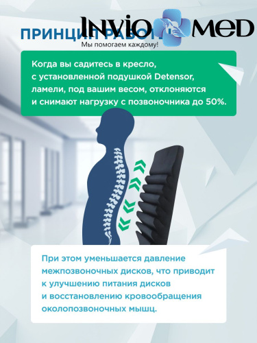 ЧЕРНАЯ ОРТОПЕДИЧЕСКАЯ ПОДУШКА ПОД СПИНУ «ДЕТЕНЗОР» 7% фото фото 2