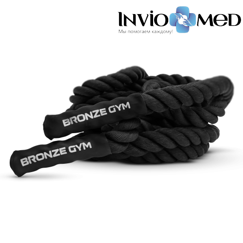 Канат тренировочный BRONZE GYM 3.8см.х12м.,9кг. (с защитным рукавом) фото
