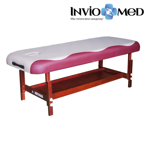 Массажный стационарный стол DFC NIRVANA, SUPERIOR, дерев. коричн. ножки, 1 секция, цвет беж.с вин. фото фото 3
