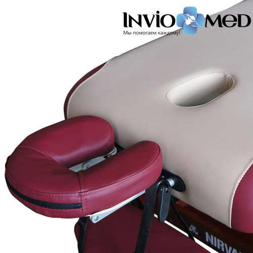 Массажный стационарный стол DFC NIRVANA, SUPERIOR, дерев. коричн. ножки, 1 секция, цвет беж.с вин. фото фото 6