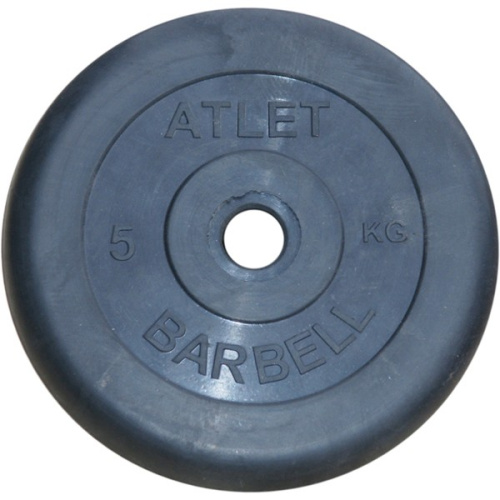 Диск обрезиненный, чёрного цвета, 26 мм, 5 кг  Atlet фото фото 2