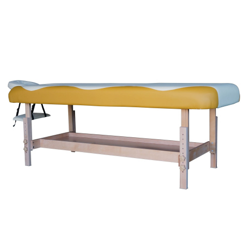 Массажный стационарный стол DFC NIRVANA, SUPERIOR, дерев. ножки, 1 секция, цвет беж.с желт. фото фото 5