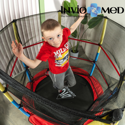 Батут DFC JUMP KIDS 55" красн/желт/син, сетка (137см) фото фото 12 Батут DFC JUMP KIDS 55" красн/желт/син, сетка (137см) фото фото 12