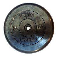 Диск обрезиненный, чёрного цвета, 31 мм, 25 кг Atlet фото