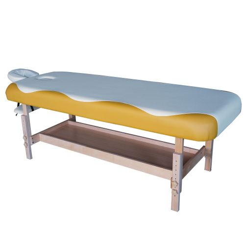 Массажный стационарный стол DFC NIRVANA, SUPERIOR, дерев. ножки, 1 секция, цвет беж.с желт. фото фото 4