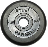 Диск обрезиненный, чёрного цвета, 31 мм, 1,25 кг Atlet фото