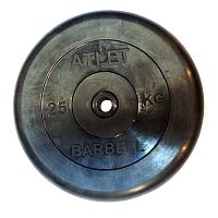 Диск обрезиненный, чёрного цвета, 26 мм, 25 кг  Atlet фото