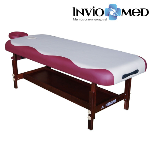Массажный стационарный стол DFC NIRVANA, SUPERIOR, дерев. коричн. ножки, 1 секция, цвет беж.с вин. фото фото 4