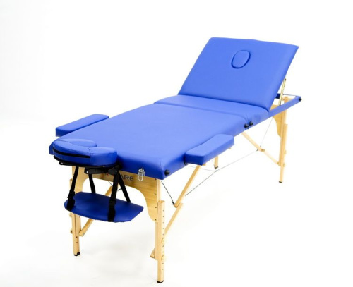 Массажный стол MET Comfort W3 деревянный, 3-х секционный, синий (арт.15201) фото