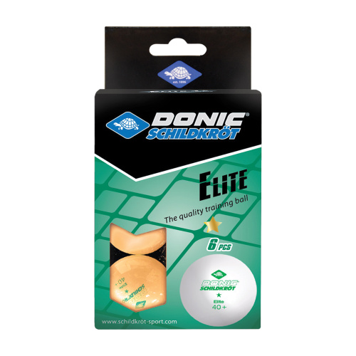 Мячики для н/тенниса DONIC ELITE 1* 40+, 6 штук, оранжевый фото