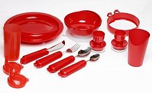Комплект столовой посуды Titan HK-4003 (цвет: красный) 11 предметов (для инвалидов) фото